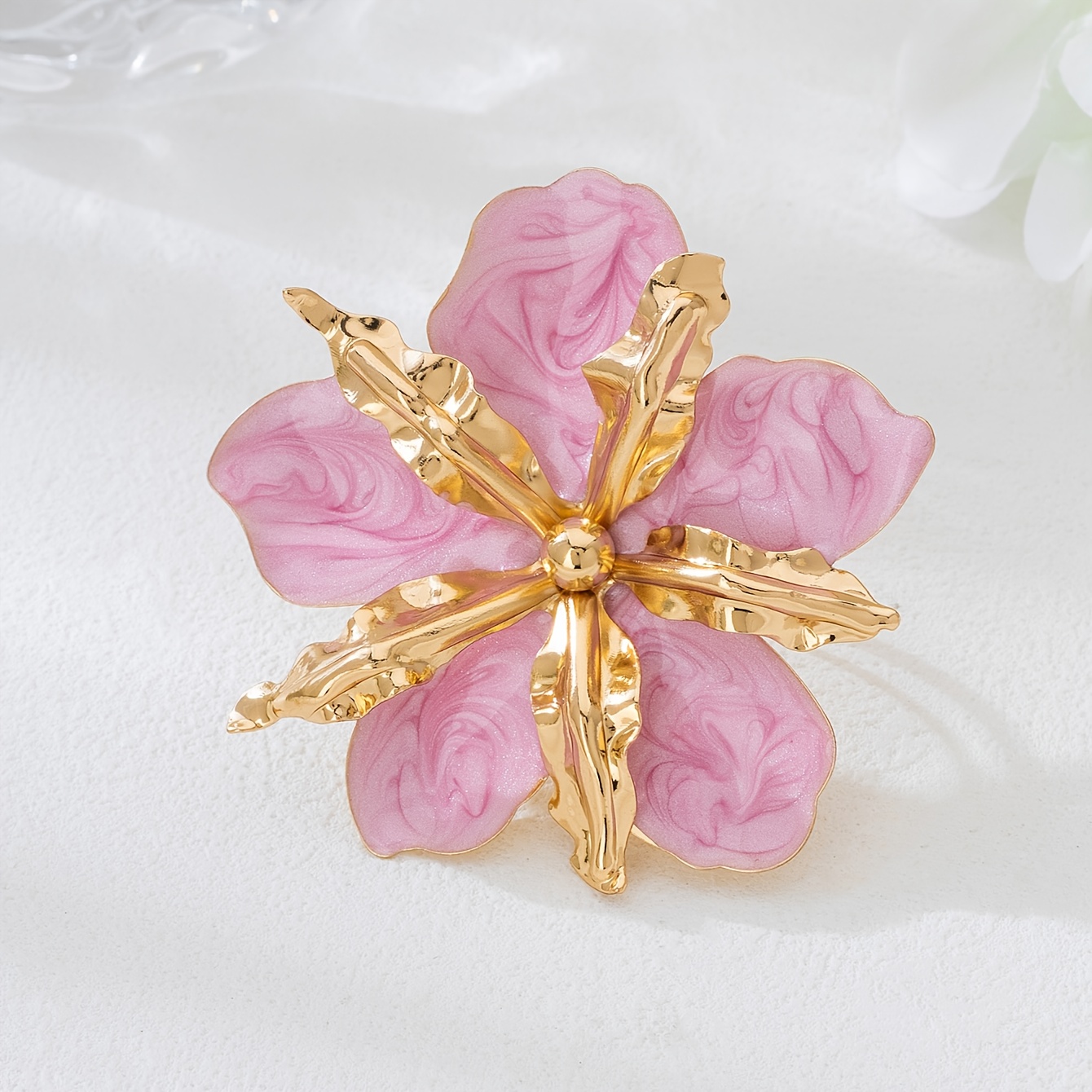 Fashionable Large Women's Floral Oil Drop Ring